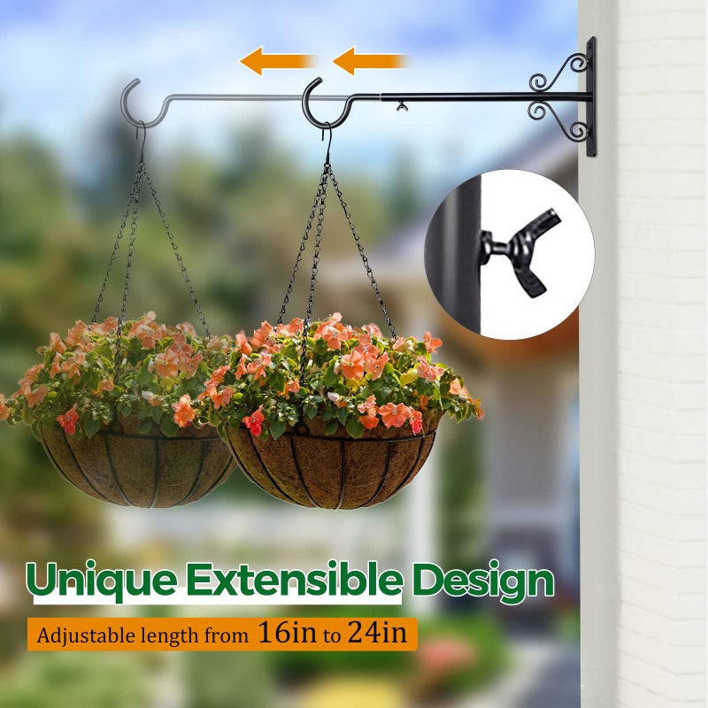 BOLITE Bird Feeder Hangers(16 to 24 Inch), Adjustable Plant Hangers Outdoor Indoor, Plant Hooks for Wall, Planters, Lanterns, Wind Chimes, String Lights, 2 Pack, Black, Gifts for Women Men - Image 4